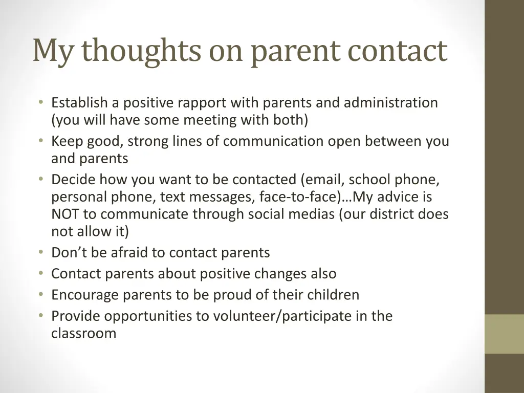 my thoughts on parent contact