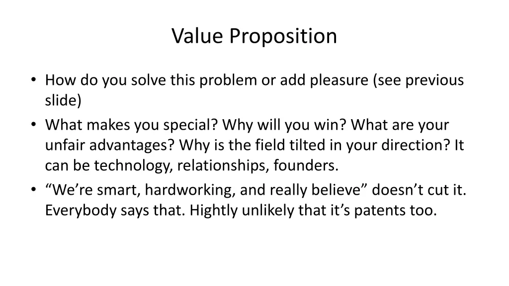 value proposition