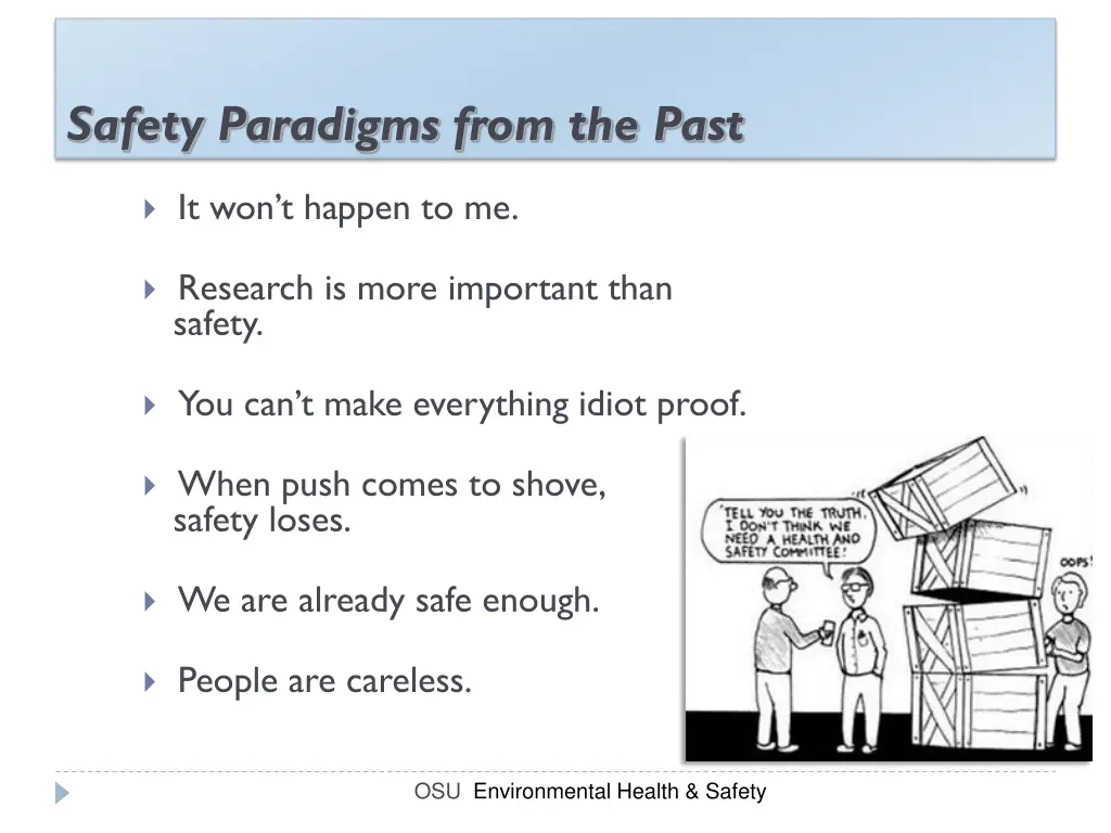 safety paradigms from the past