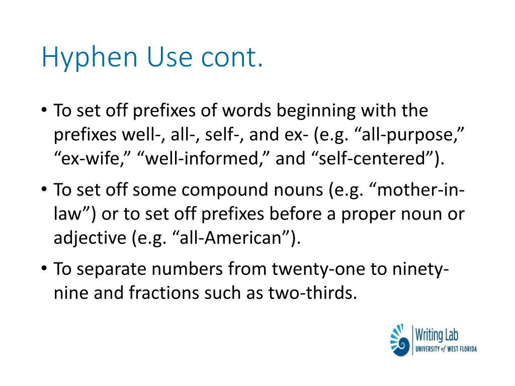 hyphen use cont