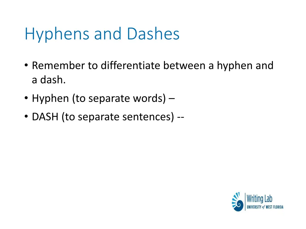 hyphens and dashes