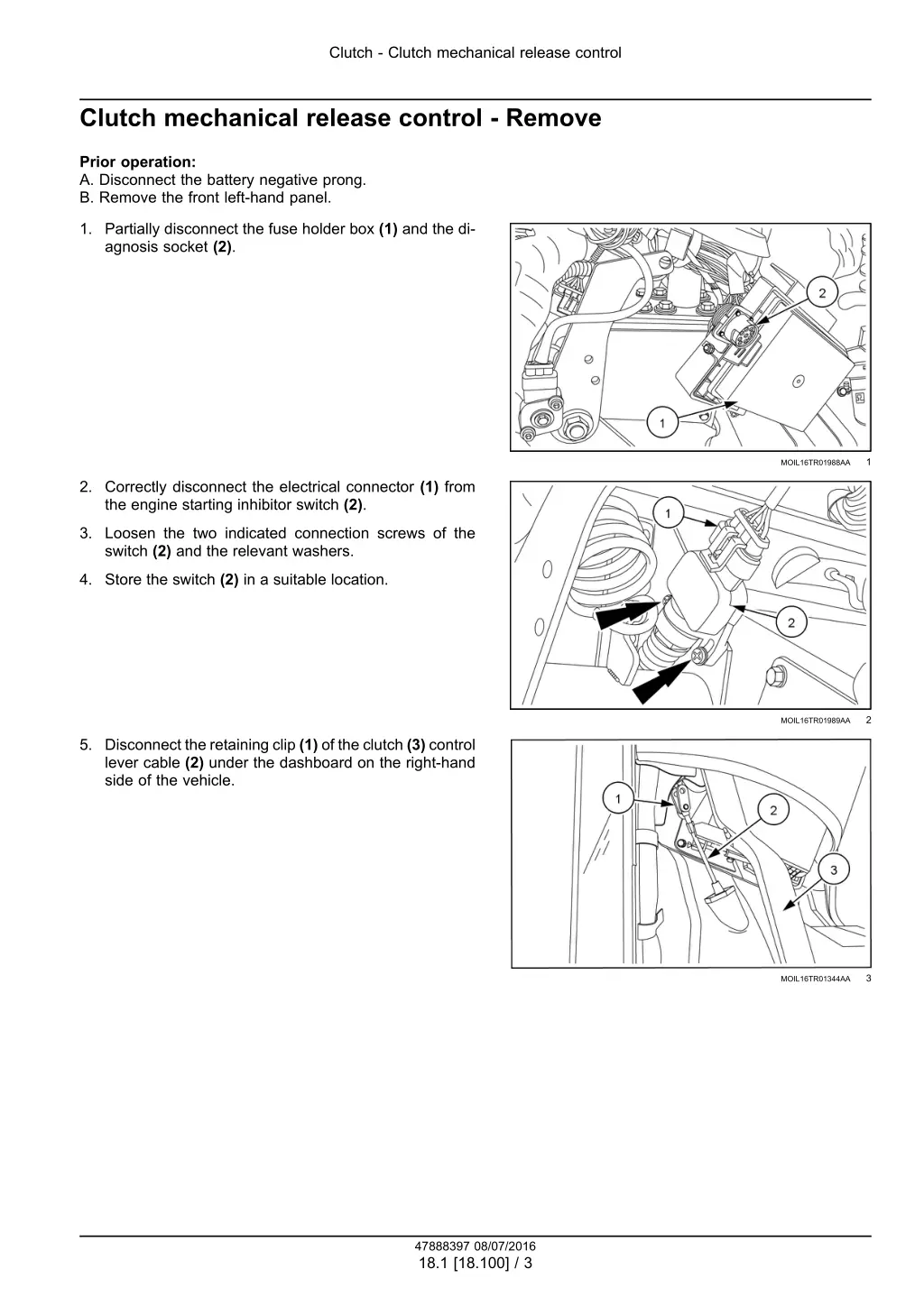 clutch clutch mechanical release control