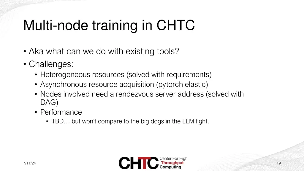 multi node training in chtc