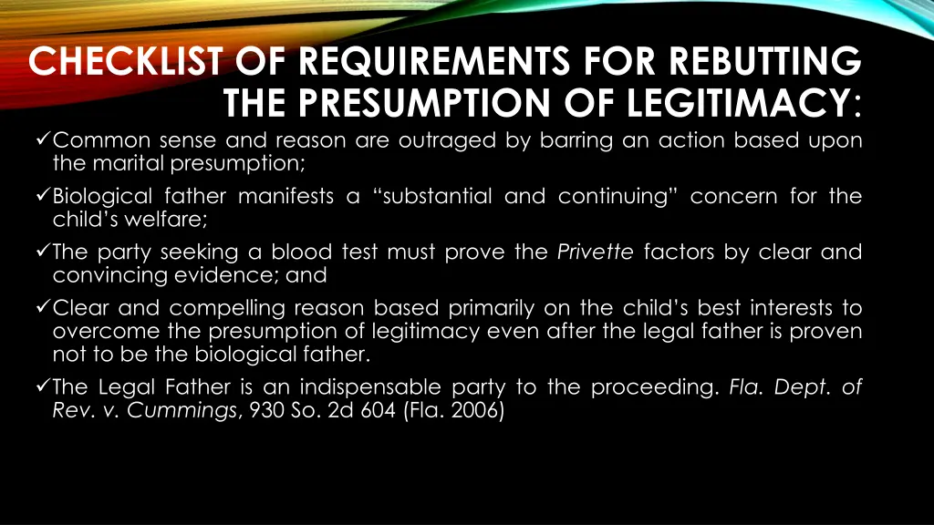 checklist of requirements for rebutting