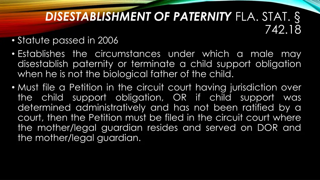 disestablishment of paternity fla stat