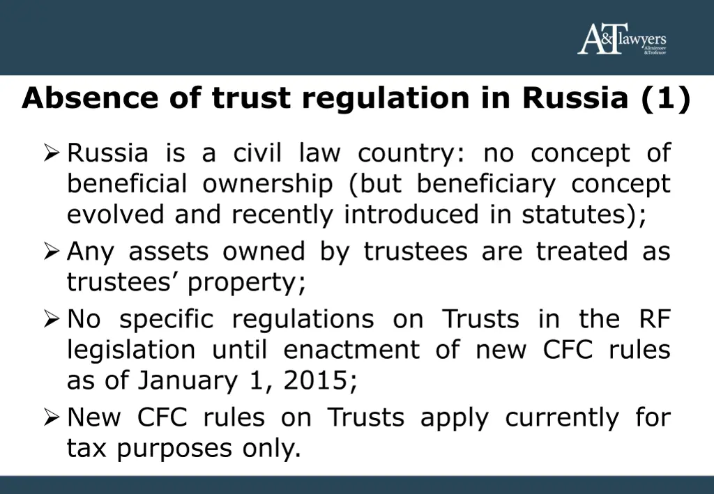 absence of trust regulation in russia 1