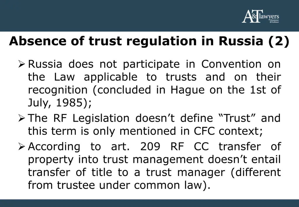 absence of trust regulation in russia 2