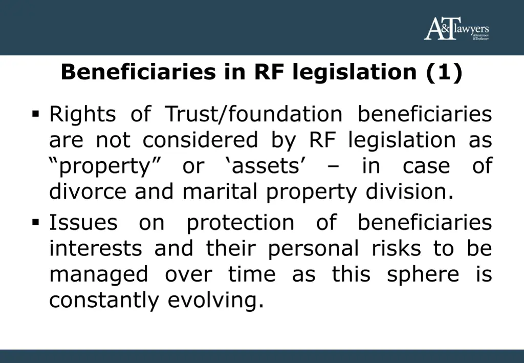 beneficiaries in rf legislation 1