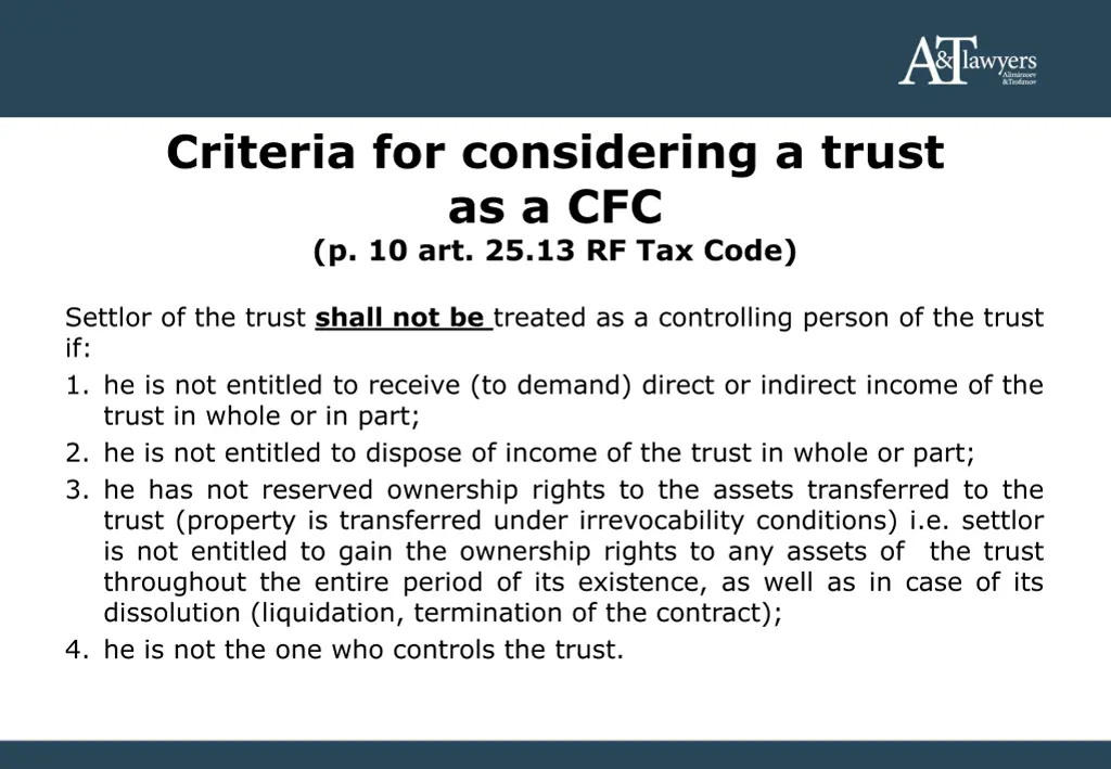 criteria for considering a trust 1