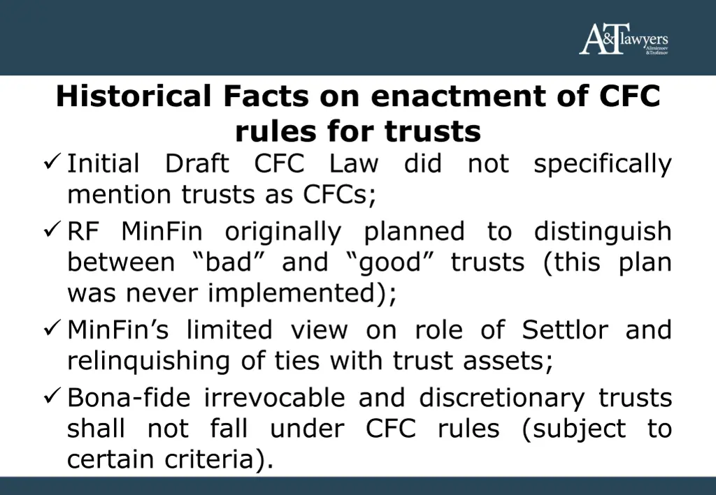 historical facts on enactment of cfc rules