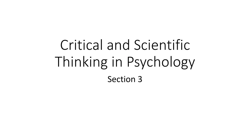 critical and scientific thinking in psychology