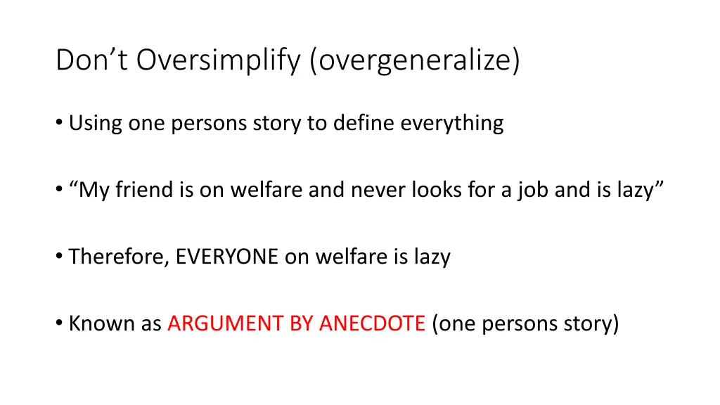 don t oversimplify overgeneralize