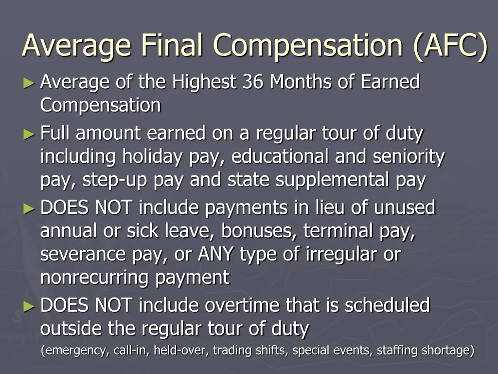 average final compensation afc average