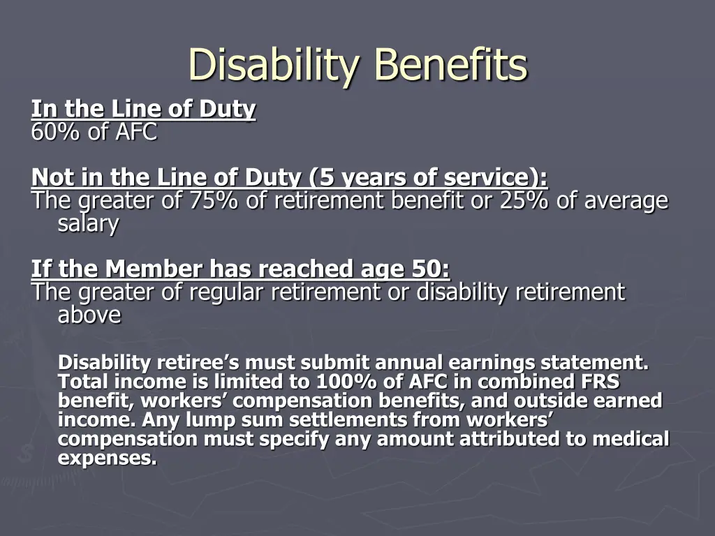 disability benefits in the line of duty 60 of afc