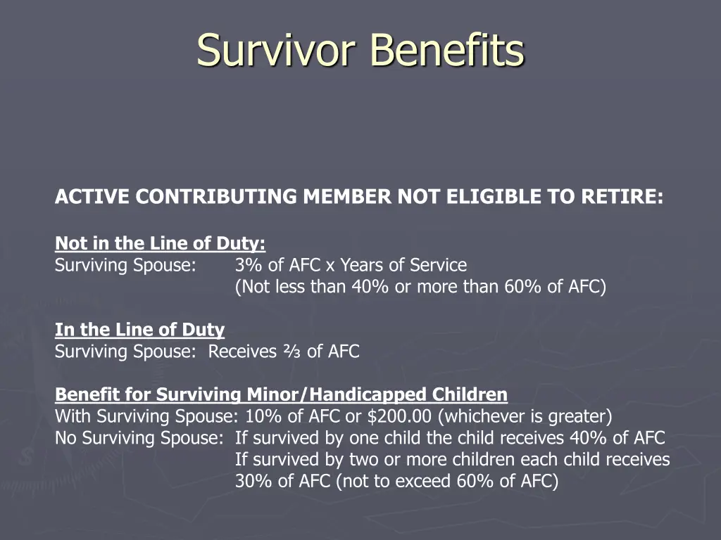 survivor benefits