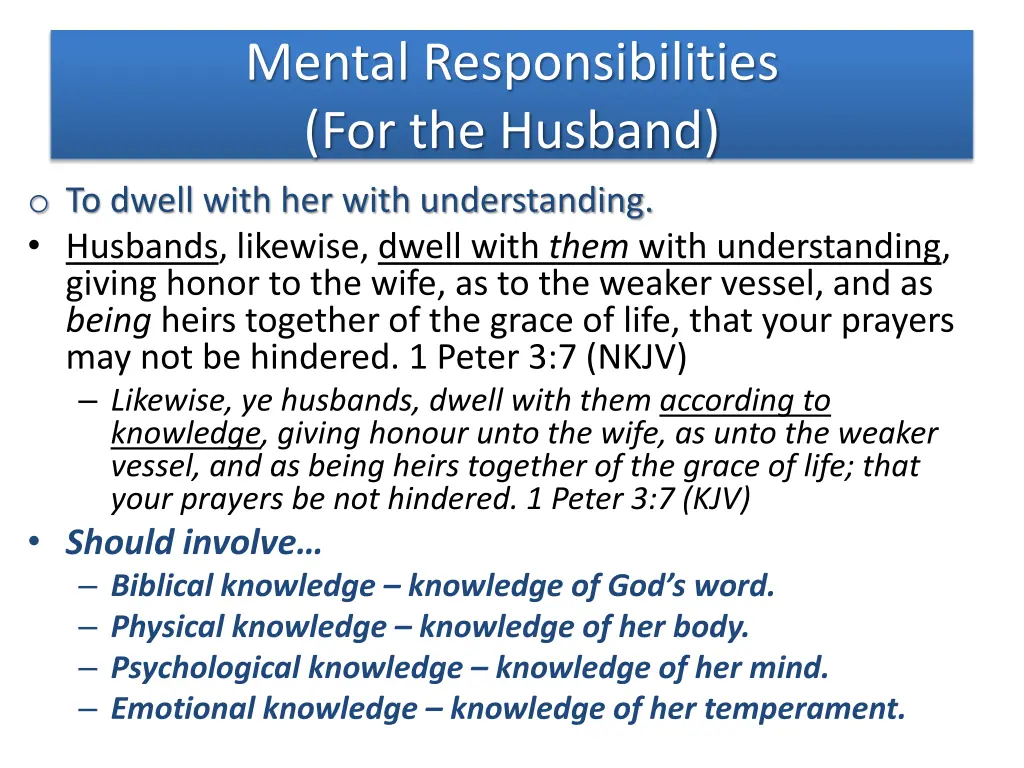 mental responsibilities for the husband 1