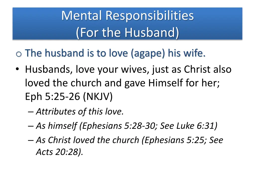 mental responsibilities for the husband