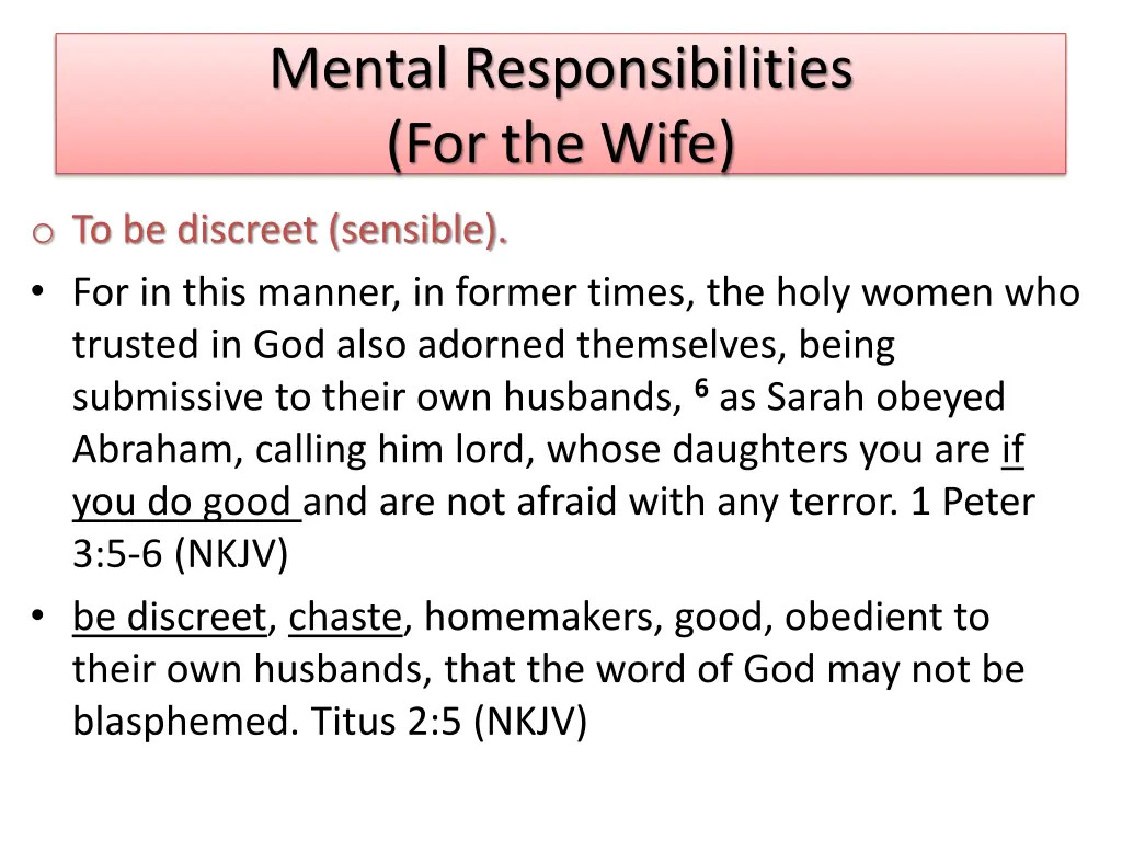 mental responsibilities for the wife 1