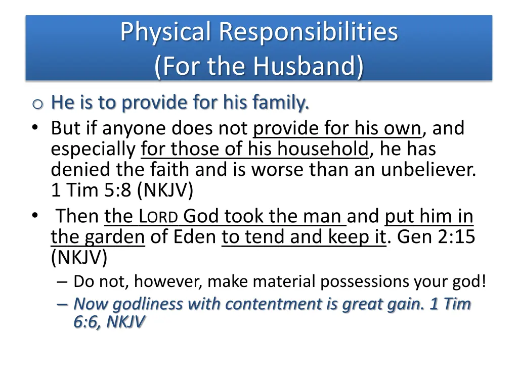 physical responsibilities for the husband 1