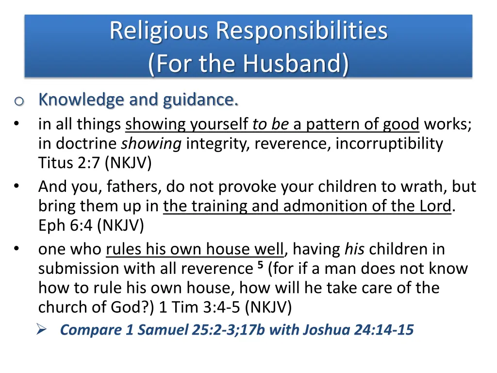 religious responsibilities for the husband