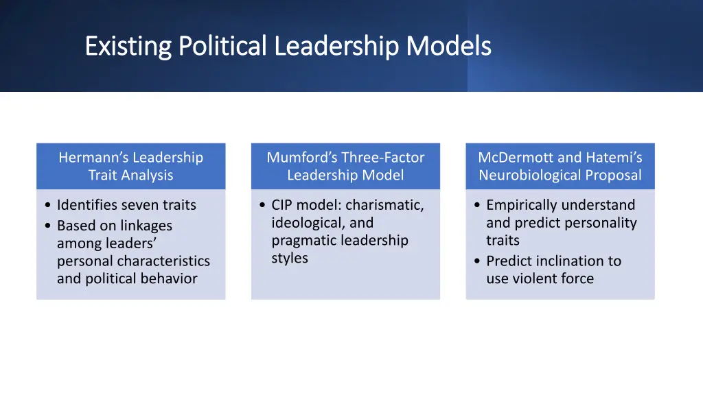 existing political leadership models existing