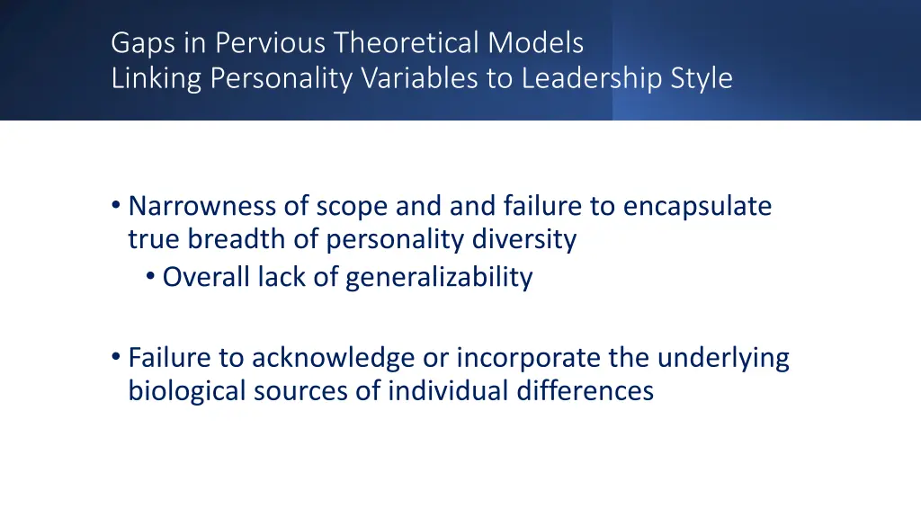 gaps in pervious theoretical models linking