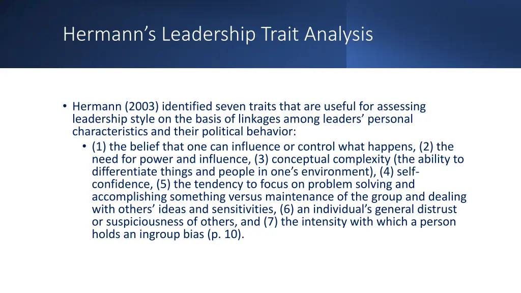 hermann s leadership trait analysis