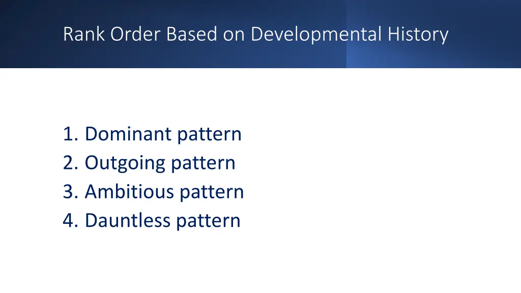 rank order based on developmental history