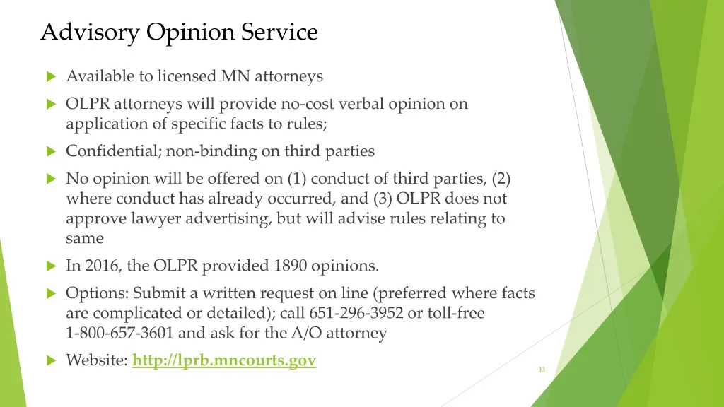 advisory opinion service