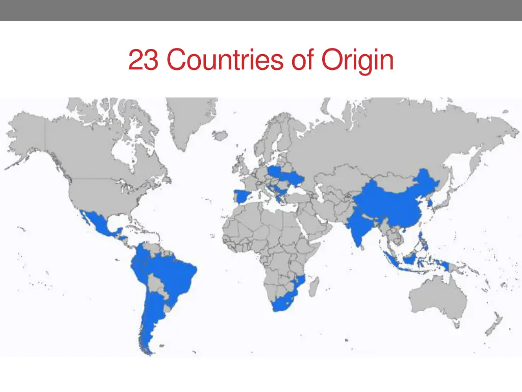 23 countries of origin