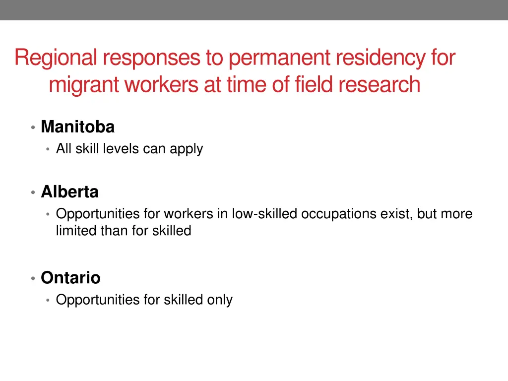 regional responses to permanent residency