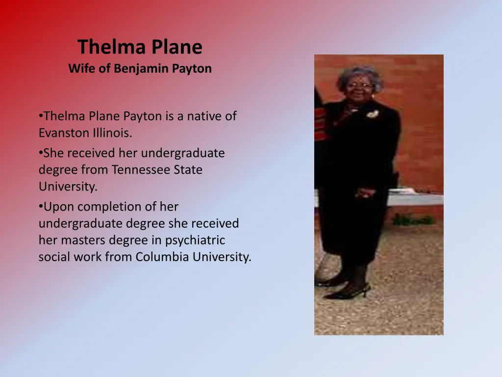 thelma plane wife of benjamin payton