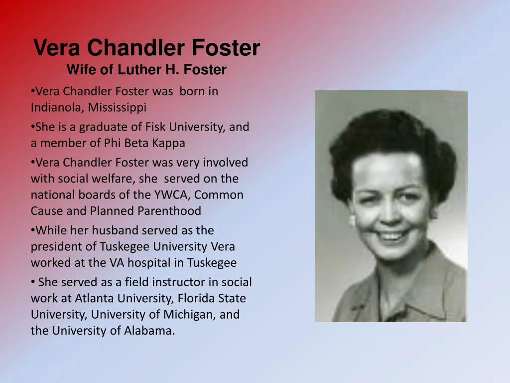 vera chandler foster wife of luther h foster vera