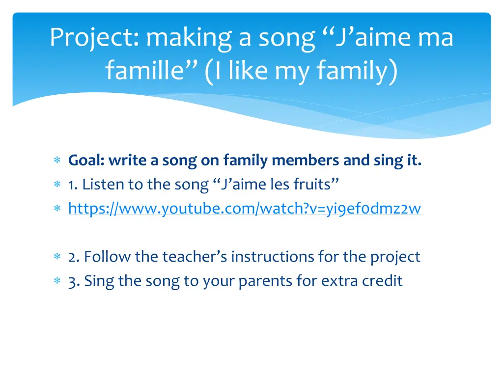 project making a song j aime ma famille i like