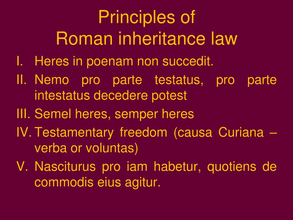 principles of roman inheritance law i heres