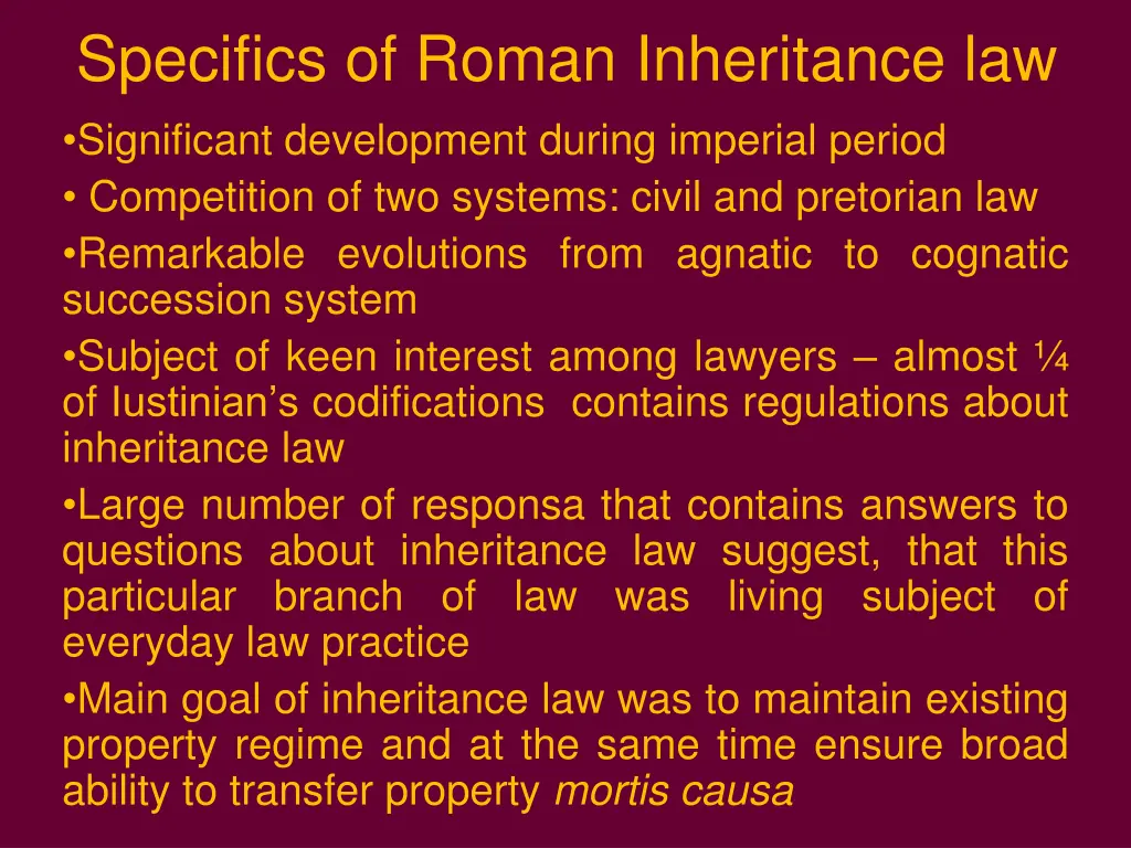 specifics of roman inheritance law significant