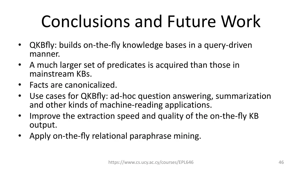 conclusions and future work