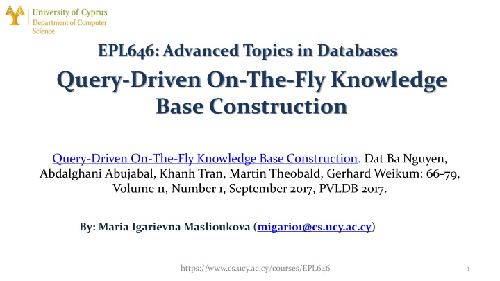 epl646 advanced topics in databases query driven