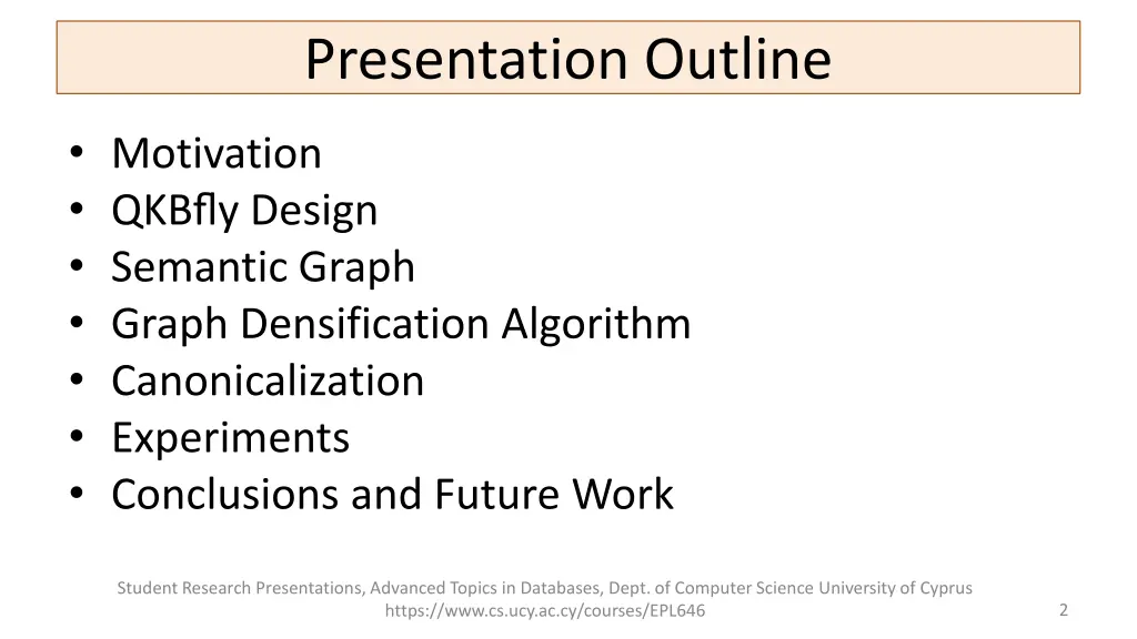 presentation outline