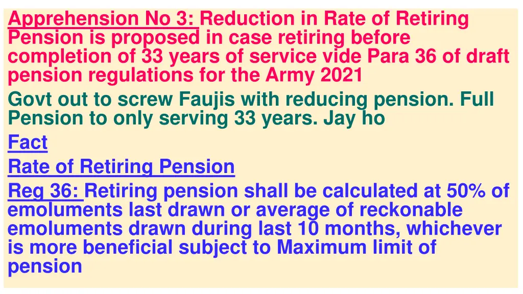 apprehension no 3 reduction in rate of retiring 1