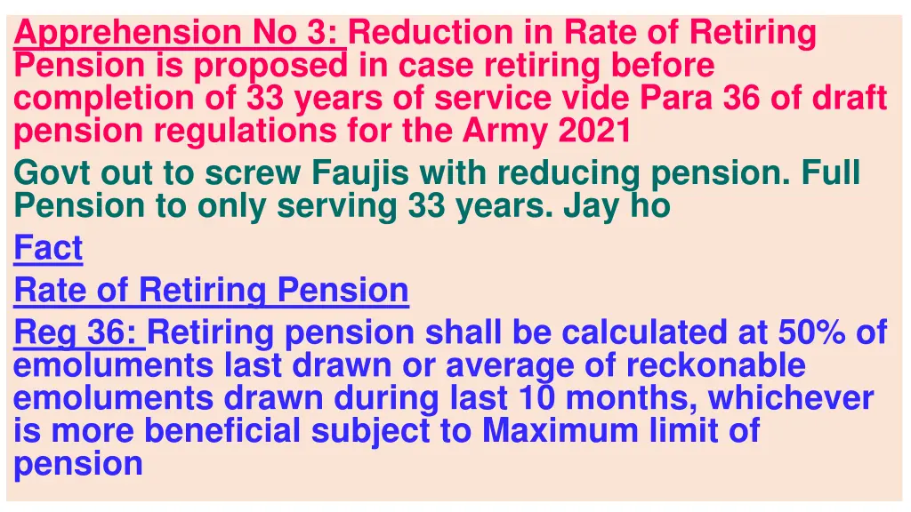 apprehension no 3 reduction in rate of retiring