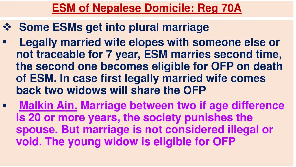 esm of nepalese domicile reg 70a