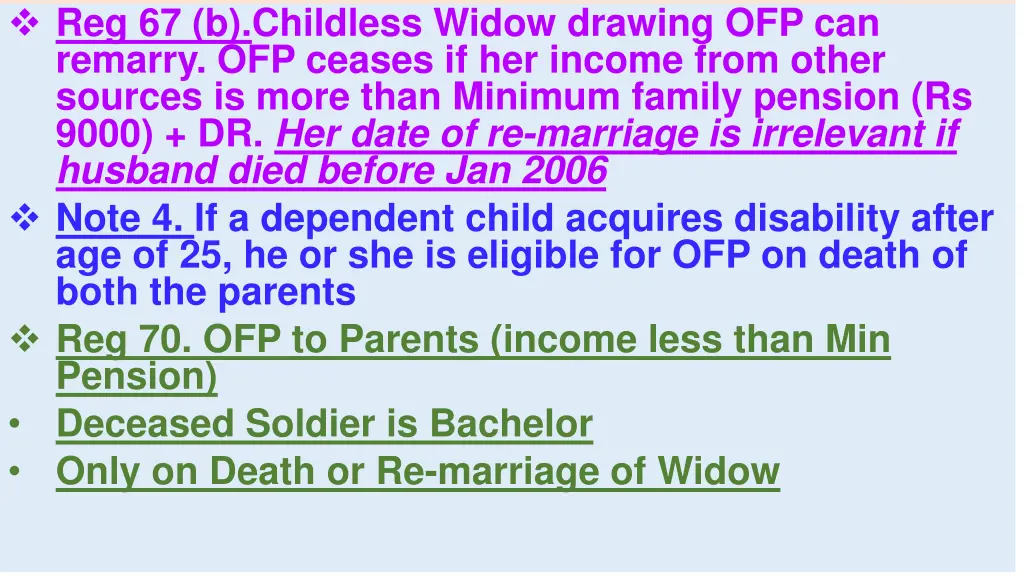 reg 67 b childless widow drawing ofp can remarry