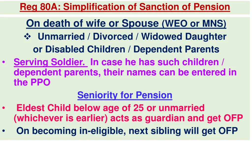 reg 80a simplification of sanction of pension