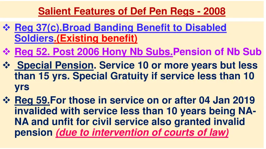 salient features of def pen regs 2008 3