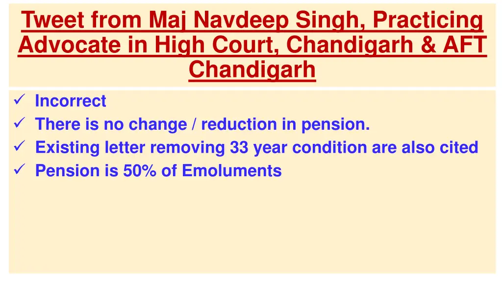 tweet from maj navdeep singh practicing advocate