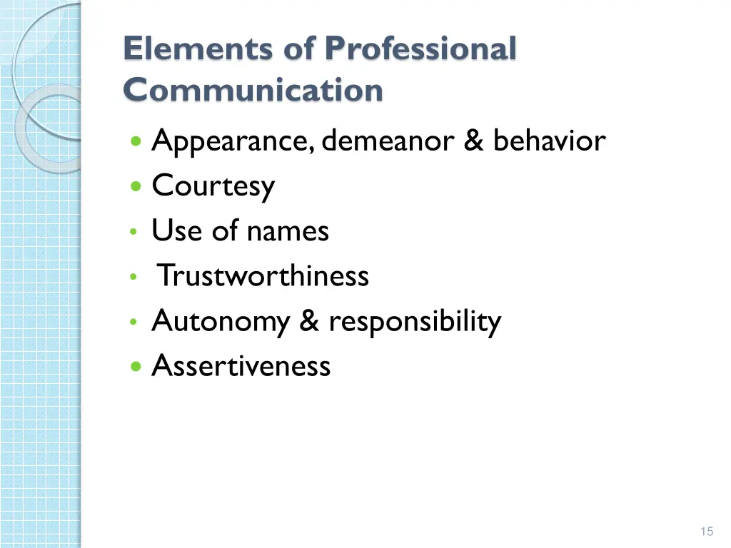 elements of professional communication appearance