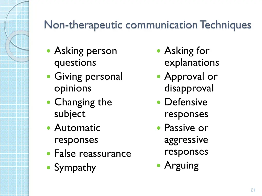 non therapeutic communication techniques