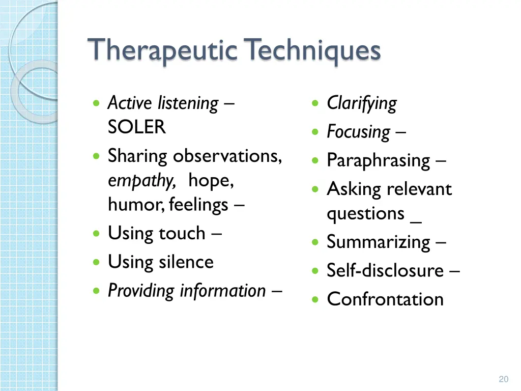 therapeutic techniques