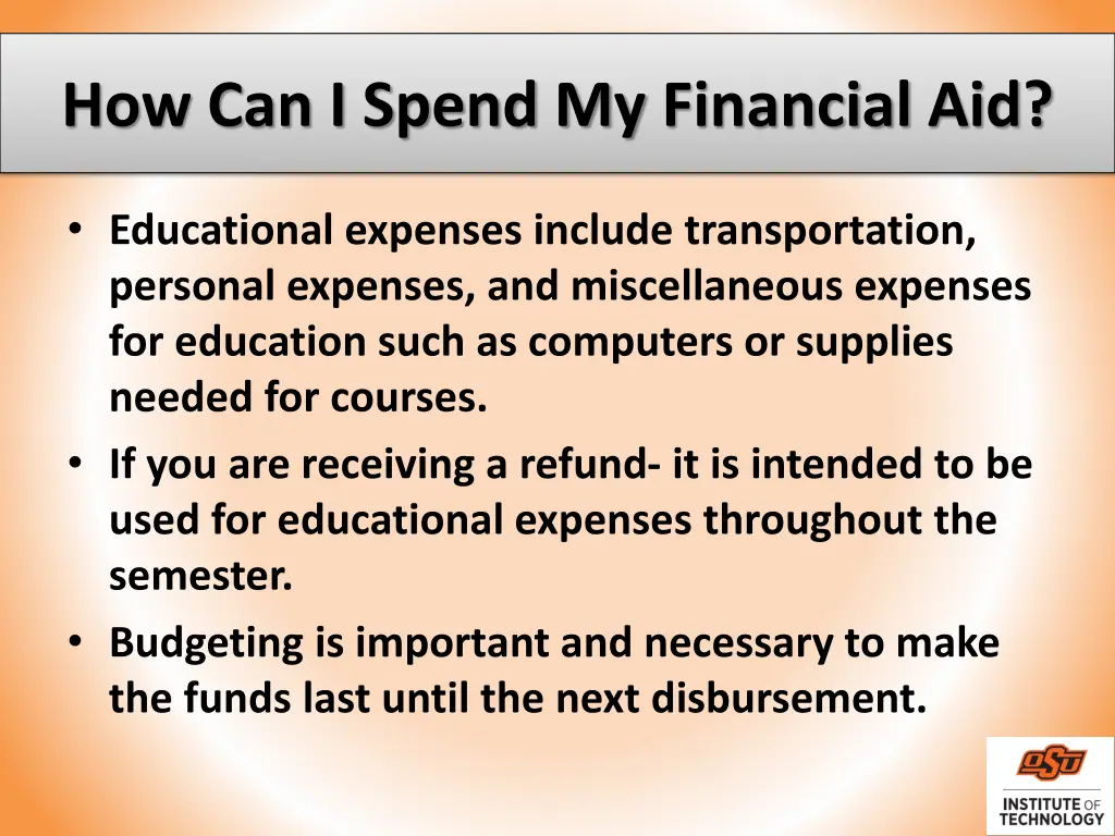 how can i spend my financial aid 2